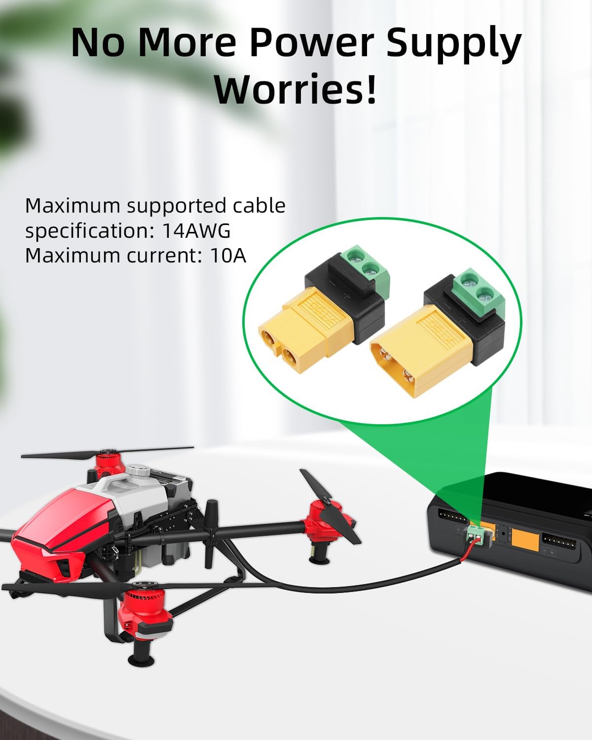 Drone Solar Charger - Adaptador Conector XT60 de 2 Pinos